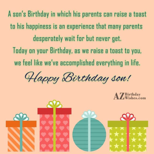 A son’s Birthday in which his parents… - AZBirthdayWishes.com