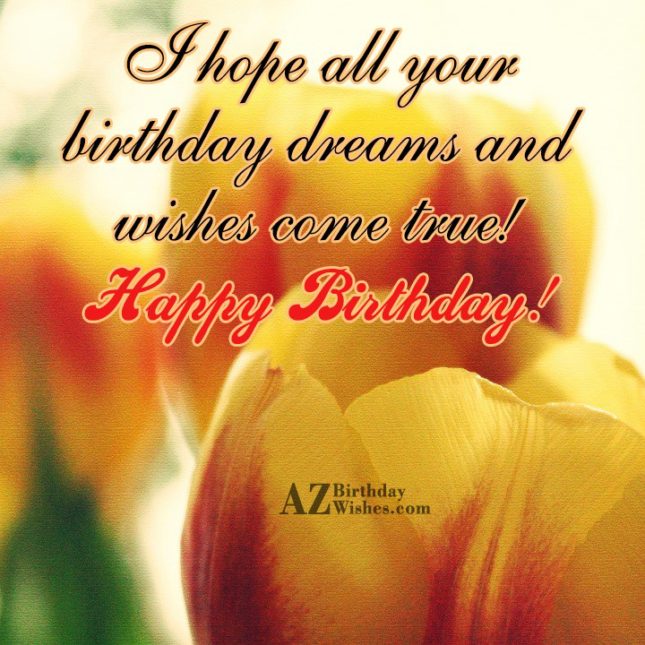 Birthday greetings with yellow tulips… - AZBirthdayWishes.com