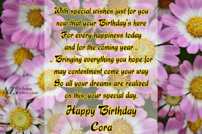 Happy Birthday Cora - AZBirthdayWishes.com
